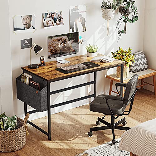 CubiCubi Study Computer Desk 32" Home Office Writing Small Desk, Modern Simple Style PC Table, Black Metal Frame, Rustic Brown