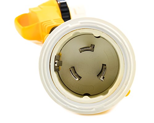 Camco 55572 18" 50 AMP Locking Male/50 AMP Locking 90 Degree Female PowerGrip Dogbone Electrical Adapter