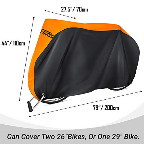 Favoto Bike Cover Waterproof Outdoor Bicycle Cover Thicken Oxford 29 Inch Windproof UV Snow Rustproof with Lock Hole Storage Bag for Mountain Road Bike City Bike Beach Cruiser Bike, Orange