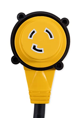 Camco 55522 18" 30 AMP Standard Male / 30 AMP 90 Degree Locking Female PowerGrip Adapter