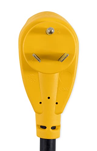 Camco 55522 18" 30 AMP Standard Male / 30 AMP 90 Degree Locking Female PowerGrip Adapter