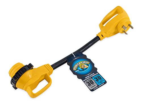 Camco 55522 18" 30 AMP Standard Male / 30 AMP 90 Degree Locking Female PowerGrip Adapter