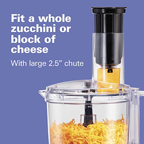 Hamilton Beach Food Processor & Vegetable Chopper for Slicing, Shredding, Mincing, and Puree, 10 Cups + Veggie Spiralizer makes Zoodles and Ribbons, Stainless Steel (70735)