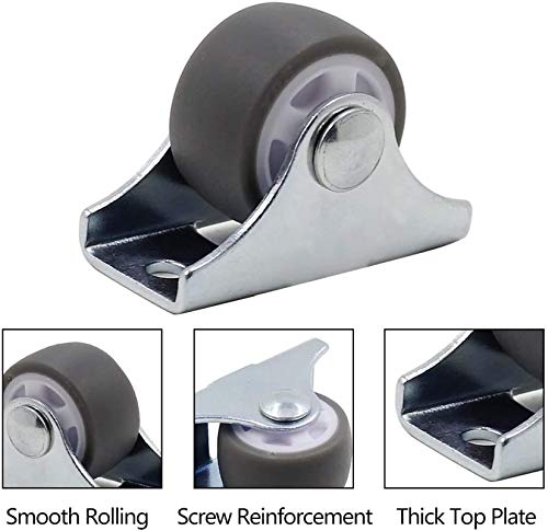 Luomorgo 8 Pack 1" Caster Wheels Rigid Fixed Non Swivel Casters with Metal Top Plate No Noise TPE Wheels for Furniture, 141 Total Capacity