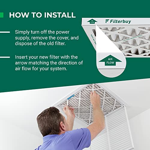 Filterbuy 11.5x21x2 Air Filter MERV 8 Dust Defense (4-Pack), Pleated HVAC AC Furnace Air Filters Replacement (Actual Size: 11.50 x 21.00 x 2.00 Inches)