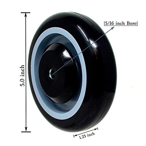 SYRATION 5" 10 Pack Polyurethane Stepped and Full Tread Face w/Double Ball Bearing Shopping Cart Wheel 2500 lbs Total Capacity