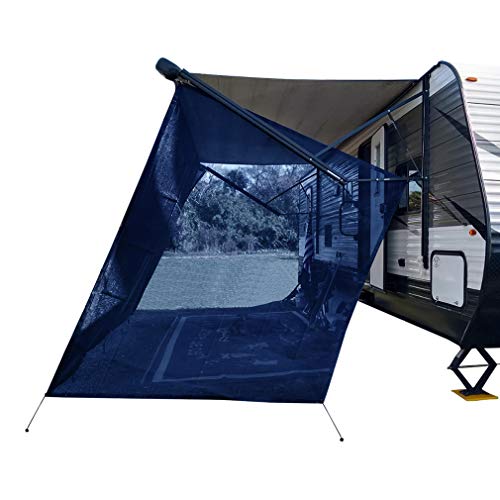 RV Sun Shade Screen for Awning Side - 9' 6'' X 7' 6'' Navy Blue Mesh Sunshade Motorhome Camping Trailer UV Sunblocker Canopy Sunscreen - Shadeidea Offer 3 Years Lasting