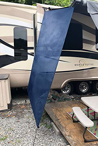 RV Sun Shade Screen for Awning Side - 9' 6'' X 7' 6'' Navy Blue Mesh Sunshade Motorhome Camping Trailer UV Sunblocker Canopy Sunscreen - Shadeidea Offer 3 Years Lasting