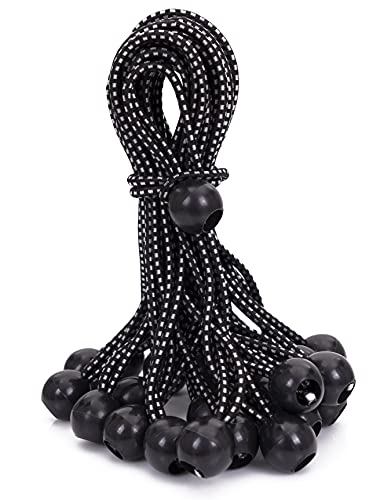 Kotap BB-9B Ball Bungee Cord, Heavy-Duty & Versatile, Indoor & Outdoor, Tarp Tie-Down, Organize & Secure, 9 Inch, Black, 25 Pack