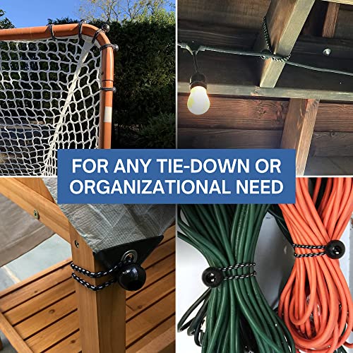 Kotap BB-9B Ball Bungee Cord, Heavy-Duty & Versatile, Indoor & Outdoor, Tarp Tie-Down, Organize & Secure, 9 Inch, Black, 25 Pack