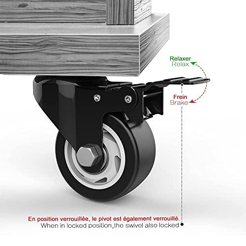 3" Swivel Caster Wheels with Safety Dual Locking and Polyurethane Foam No Noise Wheels, Heavy Duty - 250 Lbs Per Caster (Pack of 4)