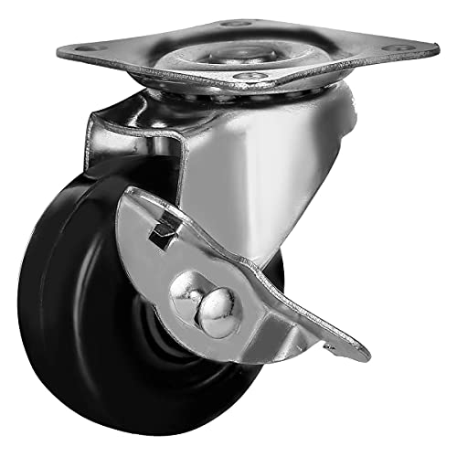 12 PK 2" Swivel Caster with Brake Wheels Hard Rubber Base with Top Plate & Bearing