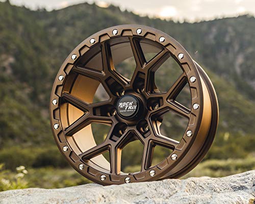 RockTrix RT107 17 Inch Wheel Compatible with 01-23 Toyota Tacoma, 02-23 4Runner, FJ Cruiser, 99-06 Tundra, 6x5.5" 6x139.7 Bolt Pattern, 17x9-12mm Offset, 4.5" Backspace, 106.1mm Bore, Matte Bronze