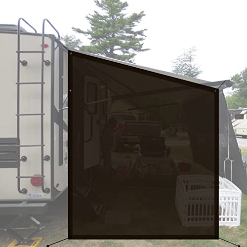 Shadeidea RV Awning Sun Shade Screen for Awning Side - 9' 6'' X 7' 6'' Brown Mesh Sunshade Motorhome Camping Trailer UV Sunblocker Canopy Sunscreen - Offer 3 Year Warranty