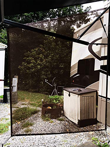 Shadeidea RV Awning Sun Shade Screen for Awning Side - 9' 6'' X 7' 6'' Brown Mesh Sunshade Motorhome Camping Trailer UV Sunblocker Canopy Sunscreen - Offer 3 Year Warranty