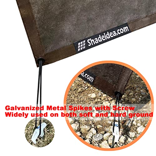 Shadeidea RV Awning Sun Shade Screen for Awning Side - 9' 6'' X 7' 6'' Brown Mesh Sunshade Motorhome Camping Trailer UV Sunblocker Canopy Sunscreen - Offer 3 Year Warranty