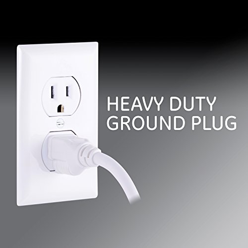 GE Pro 7-Outlet Surge Protector, 12 Ft Extension Cord, 1080 Joules, Power Strip, Flat Plug, Protected Indicator Light, Integrated Circuit Breaker, Wall Mount, UL Listed, White, 36360