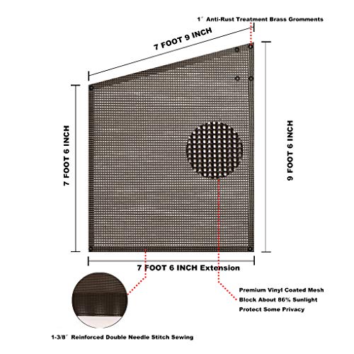 Shadeidea RV Awning Sun Shade Screen for Awning Side - 9' 6'' X 7' 6'' Brown Mesh Sunshade Motorhome Camping Trailer UV Sunblocker Canopy Sunscreen - Offer 3 Year Warranty