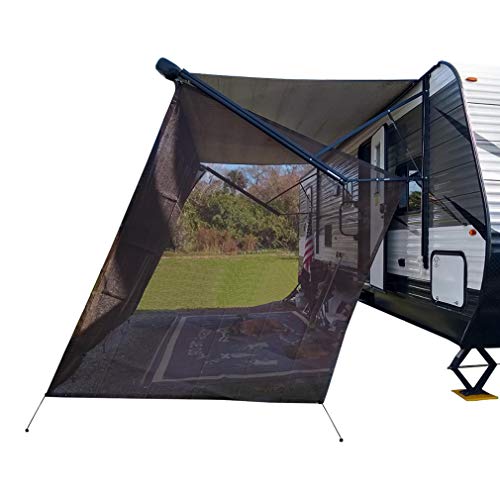Shadeidea RV Awning Sun Shade Screen for Awning Side - 9' 6'' X 7' 6'' Brown Mesh Sunshade Motorhome Camping Trailer UV Sunblocker Canopy Sunscreen - Offer 3 Year Warranty
