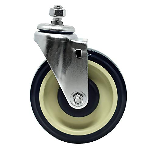 SYRATION 5" 4 Pack Polyurethane Stepped and Full Tread Face Shopping Cart Wheel Caster Replacement Kit 1400 lbs Total Capacity (5 inches Pack of 4, Dark Blue Beige Stepped Face)