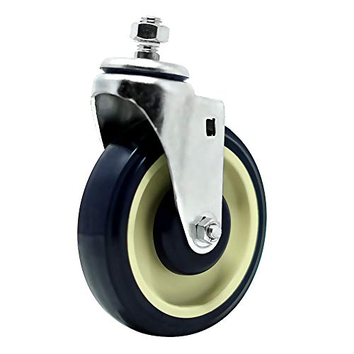 SYRATION 5" 4 Pack Polyurethane Stepped and Full Tread Face Shopping Cart Wheel Caster Replacement Kit 1400 lbs Total Capacity (5 inches Pack of 4, Dark Blue Beige Stepped Face)