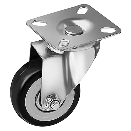 12 Pack Caster Wheels Swivel Plate Casters On Black Polyurethane 2" Wheels