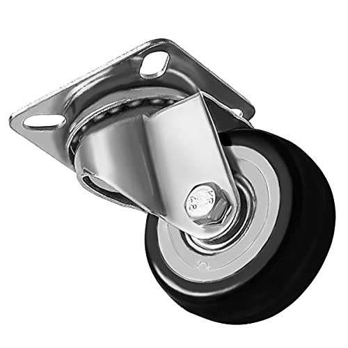 12 Pack Caster Wheels Swivel Plate Casters On Black Polyurethane 2" Wheels