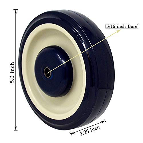 SYRATION 5" 4 Pack Polyurethane Stepped and Full Tread Face Shopping Cart Wheel Caster Replacement Kit 1400 lbs Total Capacity (5 inches Pack of 4, Dark Blue Beige Stepped Face)