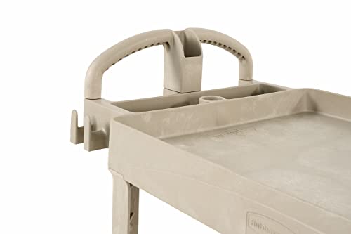 Rubbermaid Commercial Products - FG4520088BEIG 2-Shelf Utility/Service Cart, Medium, Lipped Shelves, Ergonomic Handle, Beige Color, 500 lbs. Capacity, for Warehouse/Garage/Cleaning/Manufacturing (FG452088BEIG)