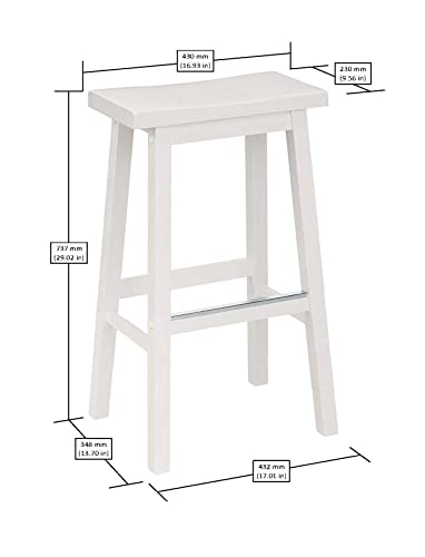 Amazon Basics Solid Wood Saddle-Seat Kitchen Counter Barstool, 29-Inch Height, White - Set of 2