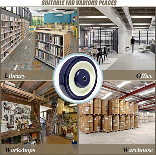 SYRATION 5" 4 Pack Polyurethane Stepped and Full Tread Face w/Double Ball Bearing Shopping Cart Wheel 1400 lbs Total Capacity