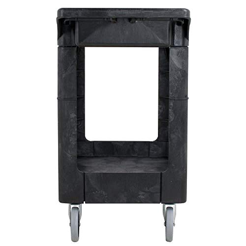 Rubbermaid Commercial Products 2-Shelf Utility/Service Cart, Small, Flat Shelves, Storage Handle, 500 lbs. Capacity, for Warehouse/Garage/Cleaning/Manufacturing (FG450589BLA)