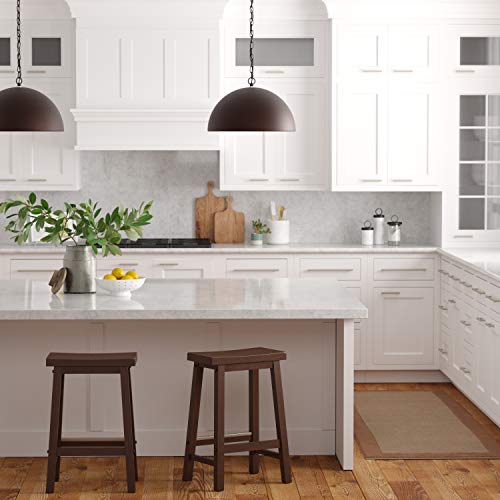 Amazon Basics Solid Wood Saddle-Seat Kitchen Counter-Height Stool, 24-Inch Height, Walnut Finish - Set of 2