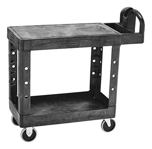Rubbermaid FG450500 Black 500 lbs Capacity Utility Cart with Two Shelves