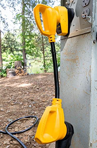 Camco PowerGrip Camper/RV Dogbone Electrical Adapter | Features 30-Amp Male (NEMA TT-30P) and 50-Amp Female (NEMA 14-50R) Ends | Rated for 125V/3750W (55185)