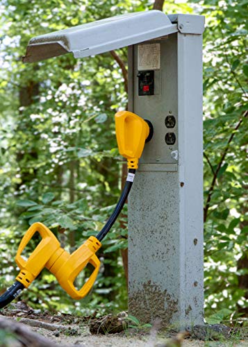 Camco PowerGrip Camper/RV Dogbone Electrical Adapter | Features 30-Amp Male (NEMA TT-30P) and 50-Amp Female (NEMA 14-50R) Ends | Rated for 125V/3750W (55185)