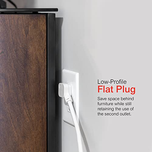 GE 6-Outlet Surge Protector, 4 Ft Extension Cord, 840 Joules, Power Strip, Flat Plug, Integrated Circuit Breaker, Wall Mount, UL Listed, White, 37210