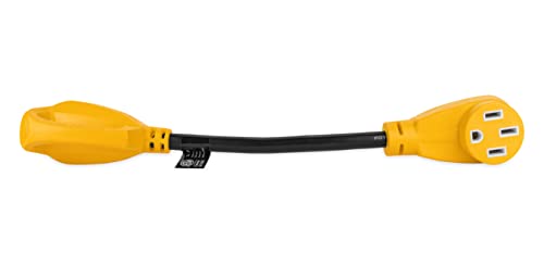 Camco PowerGrip Camper/RV Dogbone Electrical Adapter | Features 30-Amp Male (NEMA TT-30P) and 50-Amp Female (NEMA 14-50R) Ends | Rated for 125V/3750W (55185)