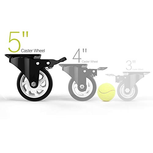 Homhoo 5" Swivel Caster Wheels with Safety Dual Locking and Polyurethane Foam No Noise Wheels, Heavy Duty - 350 Lbs Per Caster (Pack of 4)