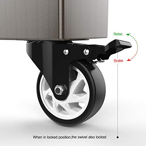 Homhoo 5" Swivel Caster Wheels with Safety Dual Locking and Polyurethane Foam No Noise Wheels, Heavy Duty - 350 Lbs Per Caster (Pack of 4)