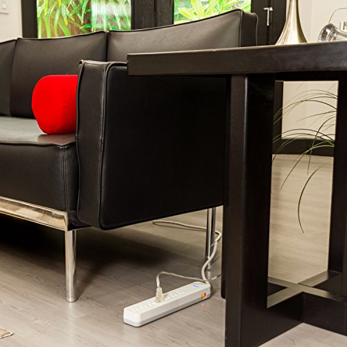 GE Pro 7-Outlet Surge Protector, 25 Ft Extension Cord, 1080 Joules, Power Strip, Protected Indicator Light, Integrated Circuit Breaker, Wall Mount, UL Listed, White, 36361