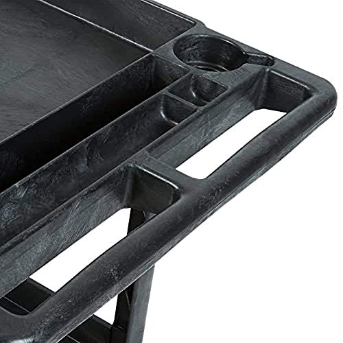 Rubbermaid Commercial Products 2-Shelf Utility/Service Cart, Medium, Lipped Shelves, Storage Handle, 500 lbs. Capacity, for Warehouse/Garage/Cleaning/Manufacturing (FG452089BLA)