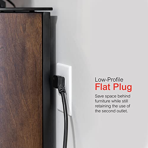 GE 6-Outlet Surge Protector, 6 Ft Extension Cord, 1080 Joules, Power Strip, Flat Plug, Integrated Circuit Breaker, Wall Mount, UL Listed, Black, 37211