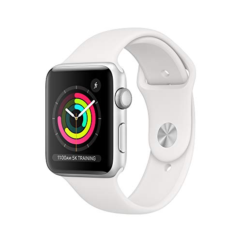 Apple Watch Series 3 [GPS 42mm] Smart Watch w/Silver Aluminum Case & White Sport Band. Fitness & Activity Tracker, Heart Rate Monitor, Retina Display, Water Resistant