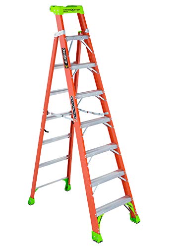 Louisville Ladder 8-Foot Fiberglass Step/Shelf Ladder, 300-Pound Capacity, Orange, FXS1508