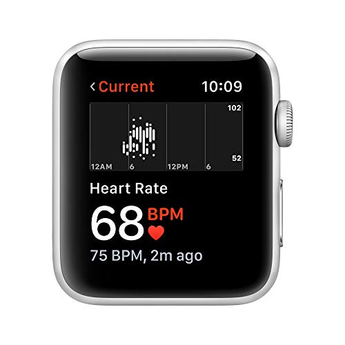 Apple Watch Series 3 [GPS 42mm] Smart Watch w/Silver Aluminum Case & White Sport Band. Fitness & Activity Tracker, Heart Rate Monitor, Retina Display, Water Resistant