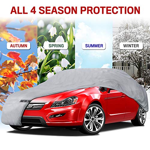 Motor Trend 4-Layer 4-Season Waterproof Car Cover All Weather Water-proof Outdoor UV Protection for Heavy Duty Use Full Cover for Cars Up to 170"
