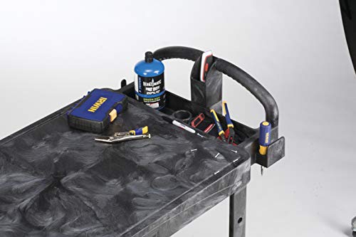 Rubbermaid Commercial Products 2-Shelf Utility/Service Cart, Medium, Flat Shelves, Ergonomic Handle, 500 lbs. Capacity, for Warehouse/Garage/Cleaning/Manufacturing (FG452500BLA)