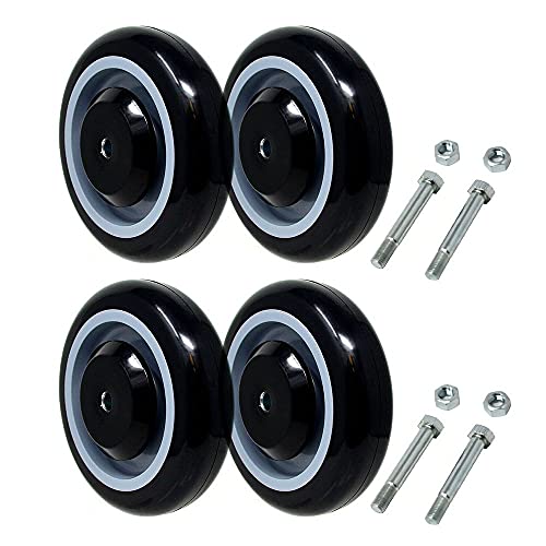 SYRATION 5" 4 Pack Polyurethane Stepped and Full Tread Face w/Double BalBearing Shopping Cart Wheel 1400 lbs Total Capacity
