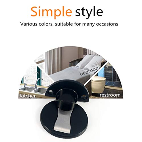 ZCKJ Door Stop with 3M Adhesive, Floor Mount Invisible Magnetic Door Stopper, Magnets Door Stops Wall Prop Hold Open Doorstop, Punch/no Punch, Used for Low Door Gap of 5-15mm, Black 2 Pack